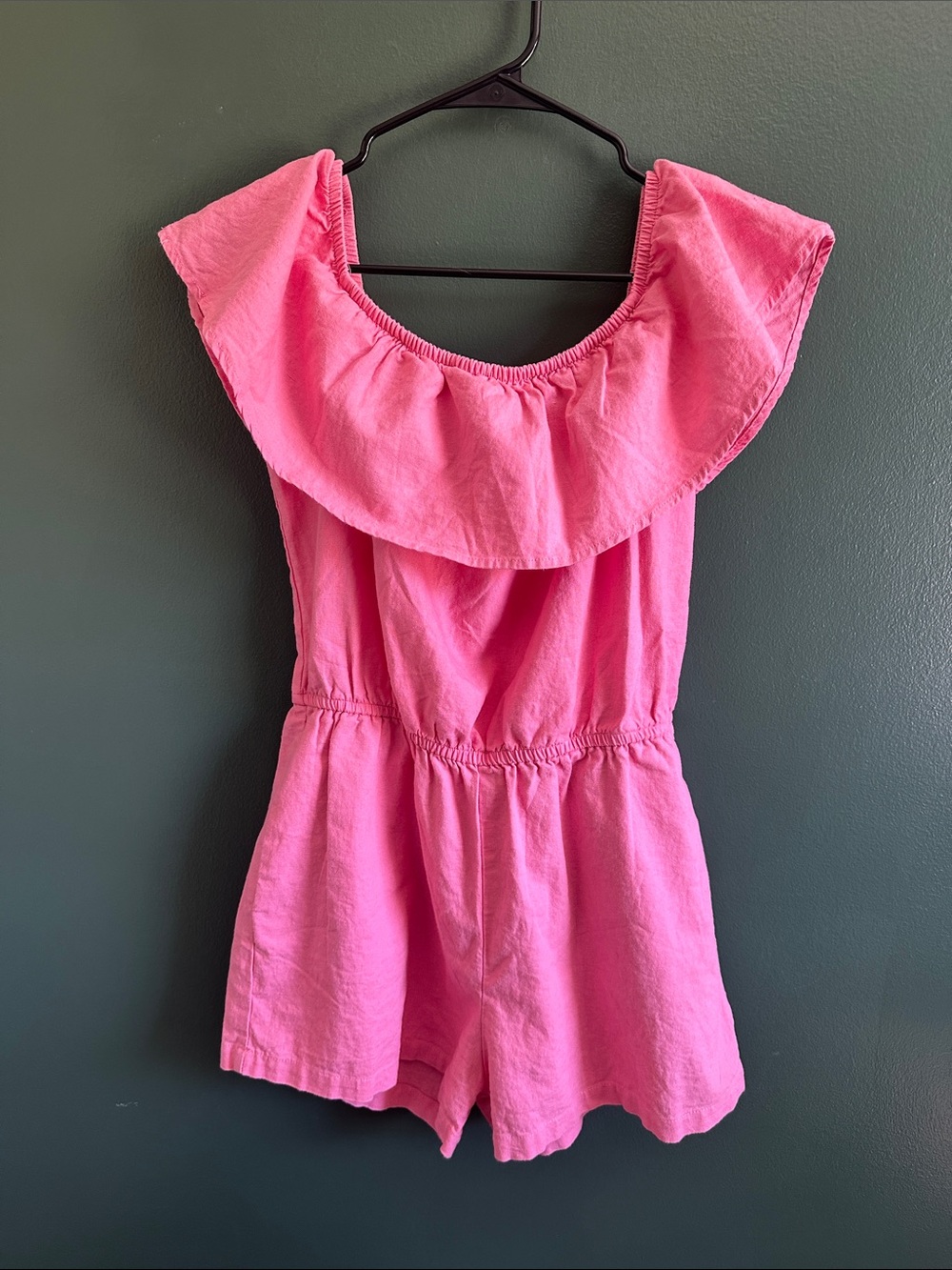 Ci Sono Pink Off-Shoulder Ruffle Romper Size Medium